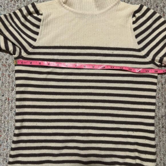 JUICY COUTURE Cashmere Sweater Tunic Striped Turtleneck Cream Brown- Size Medium - Picture 5 of 8
